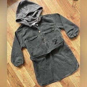 Zara hooded denim one-piece dress-Acid wash